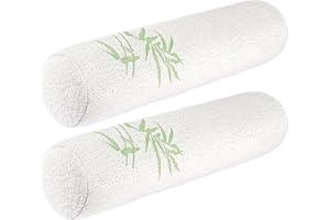 2Pcs Cylinder Pillows, 18x4 Memory Foam Round Neck Roll Pillow with Washable Cover, Neck Roll Support for Sleeping Travel Hea