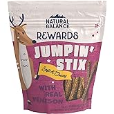 Natural Balance Limited Ingredient Rewards Jumpin' Stix, Grain-Free Dog Treats for Adult Dogs of All Breeds, Venison Recipe, 