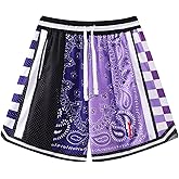 BOOMLEMON Men's Basketball Shorts Workout Athletic Paisley Shorts Mesh Print Running Short Pants