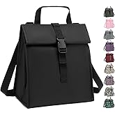 GYEUKHAM Insulated Lunch Bag for Men/Women/Kids, Roll top Reusable Lunch Box with Adjustable Shoulder Strap, Thermal Lunch Cooler Tote Container for Adults/Teens School Work Office Picnic,Black