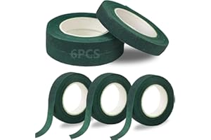 DSUWAZU 6 Roll Floral Tape 1/2inch Flower Tape Dark Green, Floral Tapes for Bouquet Stem Wrapping and Floral Crafts, Wedding Bouquet