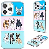 AKORAVO for iPhone 15 Pro Case for Women Girl Men, Full Protective Shockproof Soft TPU Slim Clear Phone Cover Cases Design for iPhone 15 Pro 6.1,Cool Cartoon Animal Pet Dog Puppy French Bulldog Pink