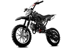 NAKTO 50cc Dirt Bike for Kids, 2-Stroke Gas Power Motorcycle, Off-Road Mini Dirtbike Kids 8-14 with Dual Disc Brakes and Shock Absorption Up to 25 MPH, Easy Pull Start (Black)