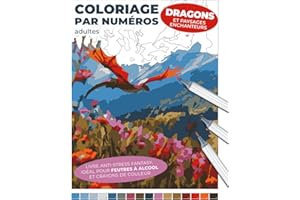Coloriage par numéros adultes | Dragons et paysages enchanteurs | Livre anti-stress fantasy idéal pour feutres alcool et cray