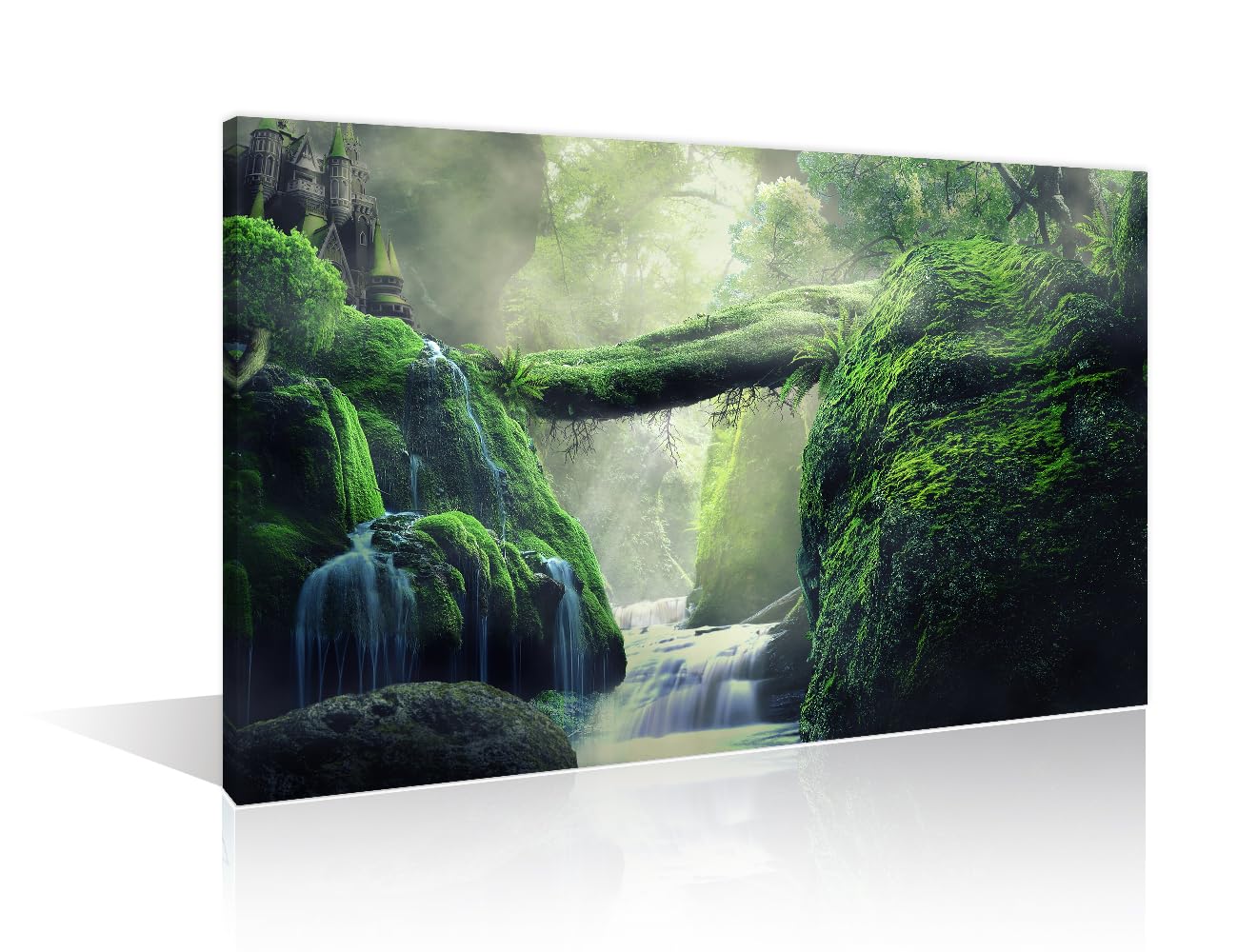 Green Forest Wall Art for Living Room 1 Piece Forest Landscape Wall Decor Living Room Posters and Prints Framed Ready to Hang (16"Wx24"H)