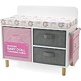Emily Rose 14-19 Inch Baby Doll Nursery Furniture Changing Table – Elephant Theme with Large Storage Bins, Accessories Pouch & Thick Pad – Doll NOT Included – Fits American Girl Bitty Baby & More