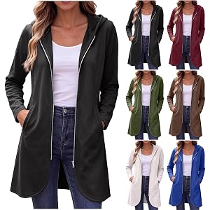GOHRSHA Long Hoodies for Women Zip Up Tunic Sweatshirt Cute Fall Jackets | Oversized Sweatshirt for Women Cute Hoodies Lightw