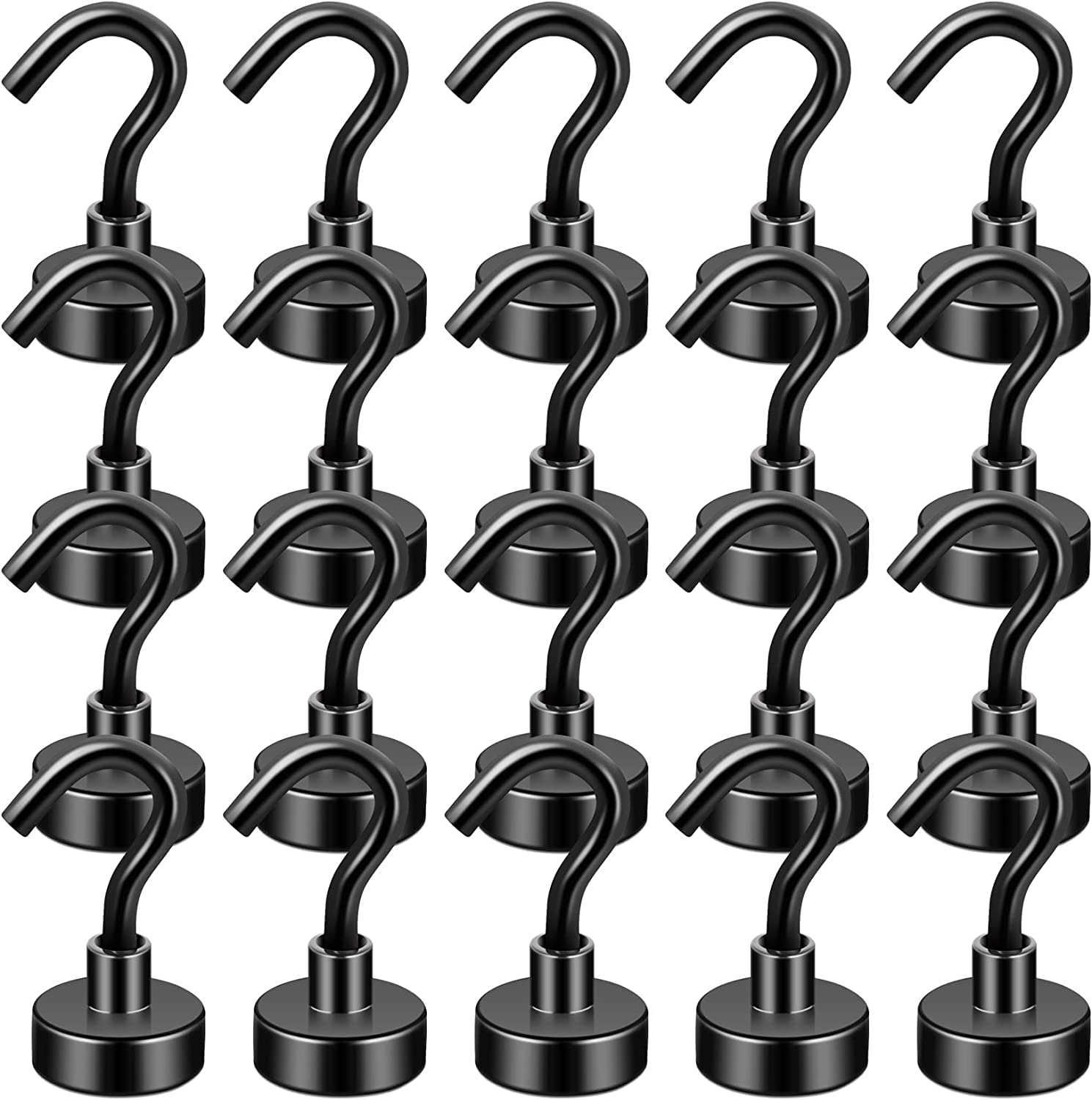 FINDMAG 20 Pack Magnetic Hooks, 25 lb+ Pull Extra Strong Neodymium Magnet Hooks, Magnetic Hook Heavy Duty for Fridge, Magnets with Hook for Hanging, Towel,Kitchen, Bedroom,Bathroom