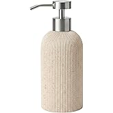 Lunestella Elegant Boho Beige Hand Soap Dispenser with Stainless Steel Pump, for Bathroom and Kitchen, Rust Proof, 7oz