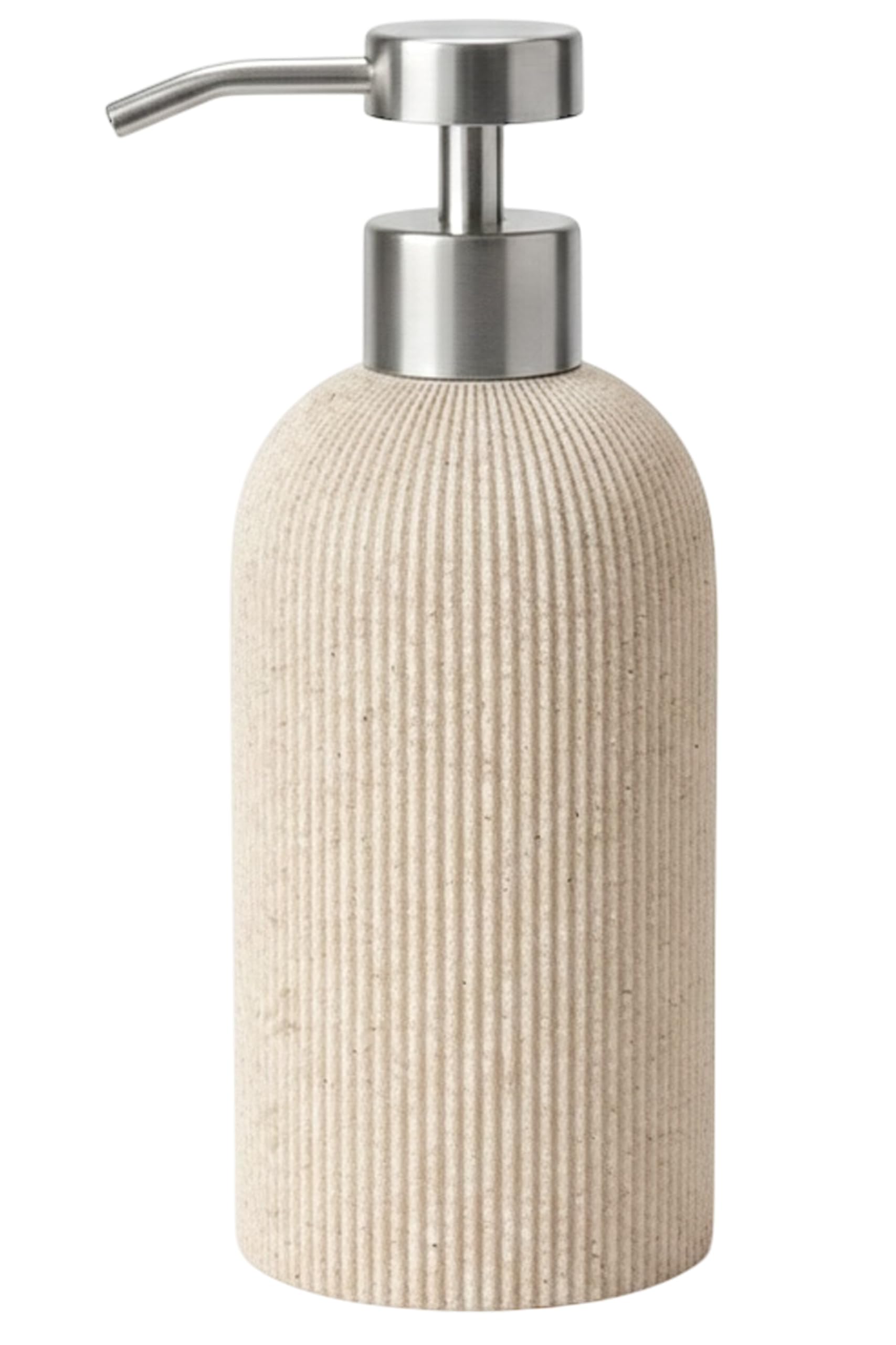 Lunestella Sand Beige Hand Soap Dispenser with Stainless Steel Pump, for Bathroom and Kitchen, Luxury Farmhouse, Boho & Zen Style, Sandstone Finish, Rust Proof, 7oz