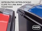 Addis 40 Litre Interlocking Recycling Bins Set of 3 Blue Yellow Lids view 3