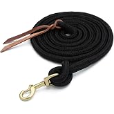 Weaver Equine 10' Performance Lead Rope, Brass-Plated Snap | Cowboy Rope, Brass-Plated Snap, Comfortable Grip, Reliable Control for Daily Horse Handling, Black