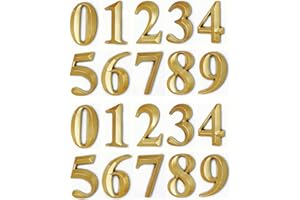 HopeWan Gold Mailbox Number Stickers, Self Stick Door Address Numbers for Apartment, 3D Raised Style, Gold Shinny, 2 3/4 Inches High, Pack of 2 Sets.