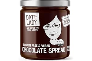 Date Lady Chocolate Date Spread | Organic, Vegan, Paleo, Gluten Free & Kosher, No Added Sugar, No Preservatives (1 Jar) Cocoa Spread Perfect For Dipping Fruit and Using as a Sauce on Ice Cream.