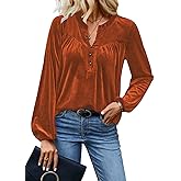 Womens Long Sleeve V Neck Dressy Casual Elegant Velvet Tops Winter Fall Fashion 2026