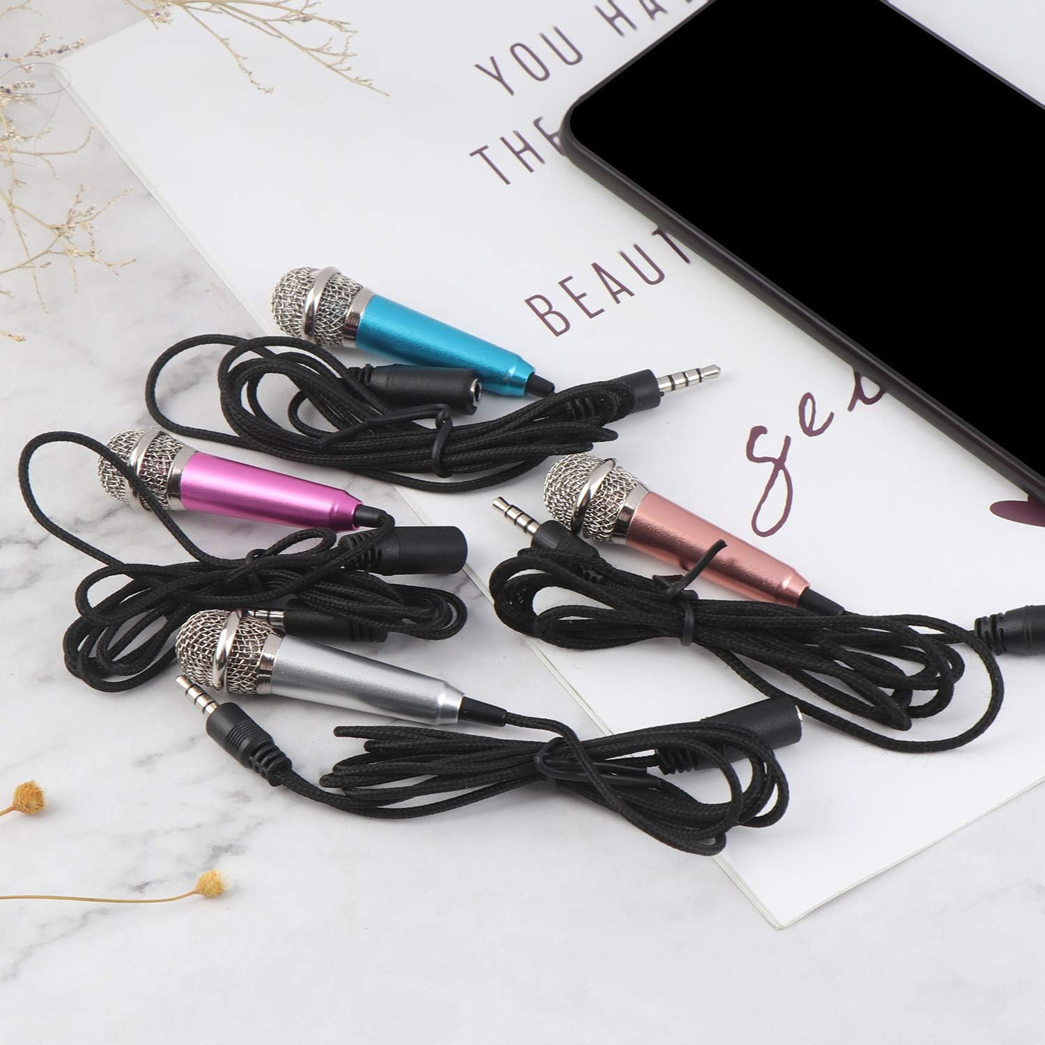 4Pcs Mini Microphone with Omnidirectional Stereo Mic for Voice Recording, Portable Microphone Chatting and Singing on Apple Phone, Android - Image 3