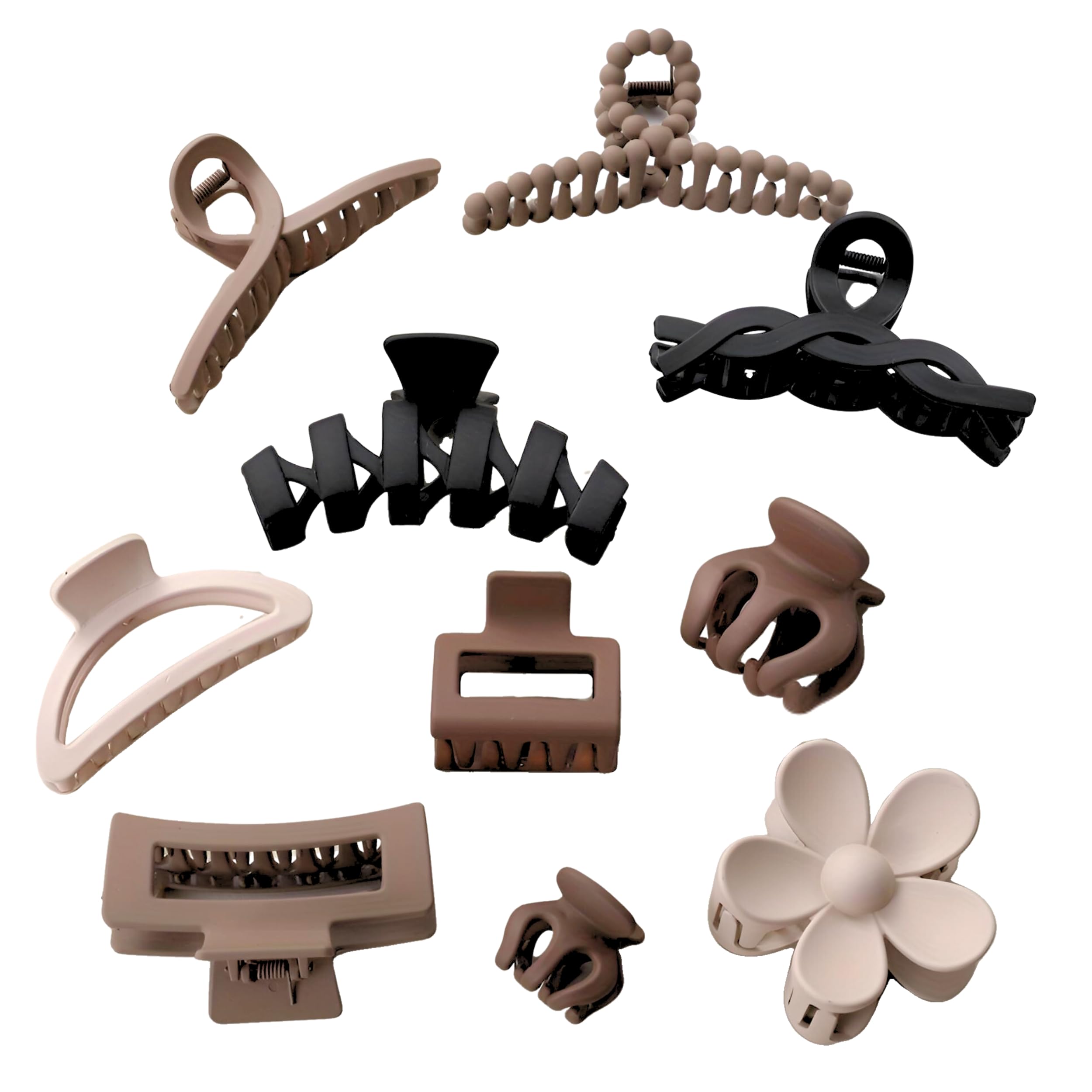 Worezal Hair Clip Set 10 Pieces - Large Hair Clips for Women - Claw Clip Hair Clips in Various Colours - Strong Hold for Thick and Thin Hair - Non-Slip Hairstyle Accessories for Everyday and Parties