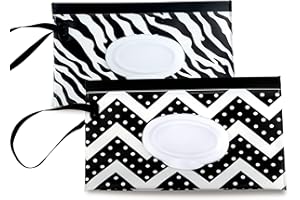 Fnydvis Baby Wipe Holder,Refillable Wipes Dispenser,Travel Wipe Holder Case,Reusable Wet Wipes Pouch,Wipe Container for Diaper Bag(2Pack)