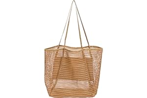 RAINFLOW Tote Bags for Women - Mesh Beach Bag Clear Large Tote Woven Bag for Vacation Travel Swimming Stadium Farmers Market 