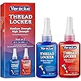 Thread Lock 50ml Blue and 50ml Red, Medium and Strong Strength Threadlocker, Thread Locker for Nuts, Bolts, Metal Fasteners to Against Losening and Seal, Blue and Red