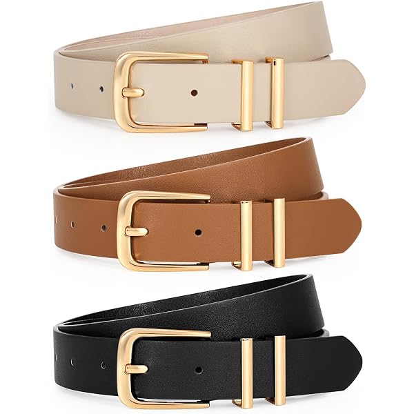 UnFader Pack 3 Women Belts for Jeans Pants, Fashion Gold  display picture 1