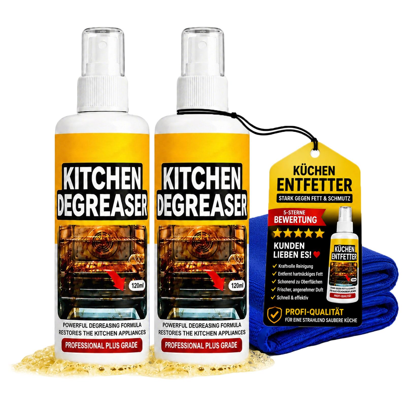 120ML Grillreiniger Extra Stark, Backofenreiniger & KüChenreiniger, Gegen Eingebranntes Fett & öL, Backofen Herdplatte Grill (2PCS)