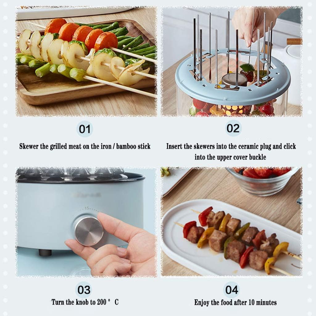 Amazon Co Jp ミニタイミングケバブマシン全自動電気バーベキューストーブ家庭用小型ロータリーケバブマシン キッチン野菜バーベキュー調理器具 マシン ブルー ホーム キッチン