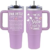 Soul Sister Gifts for Women Best Friends - 40oz Stainless Steel Travel Mug Insulated Coffee Cup, Best Friends Gifts for Women, Christmas Birthday Gift for Friend Bestie BFF Friendship, Soul Sister Cup