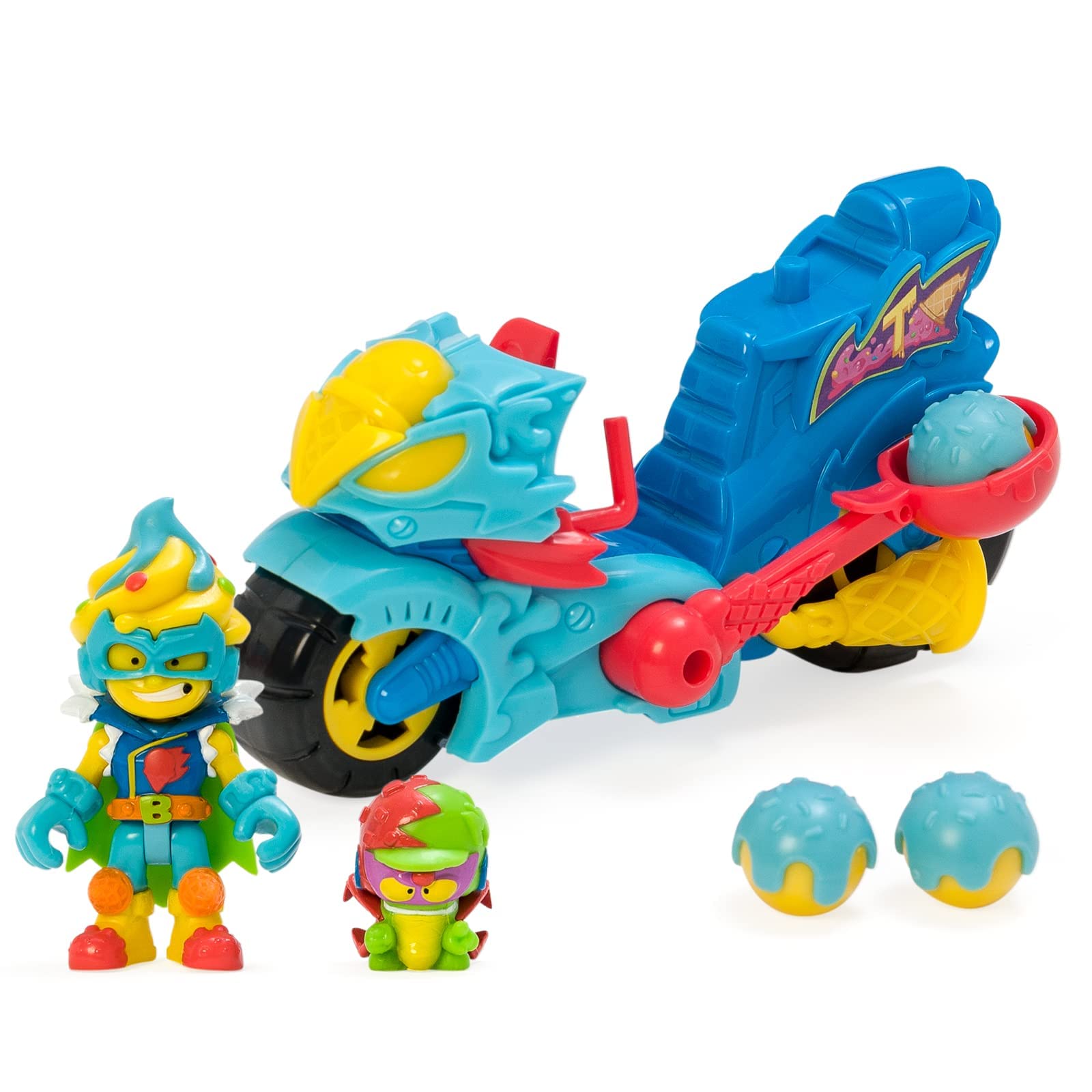 SUPERTHINGS - Turbo Ice. The SuperThings Motorbike with Catapult Launching Balls Of Ice Cream. Includes 1 Exclusive Kazoom Kid And 1 Exclusive SuperThing