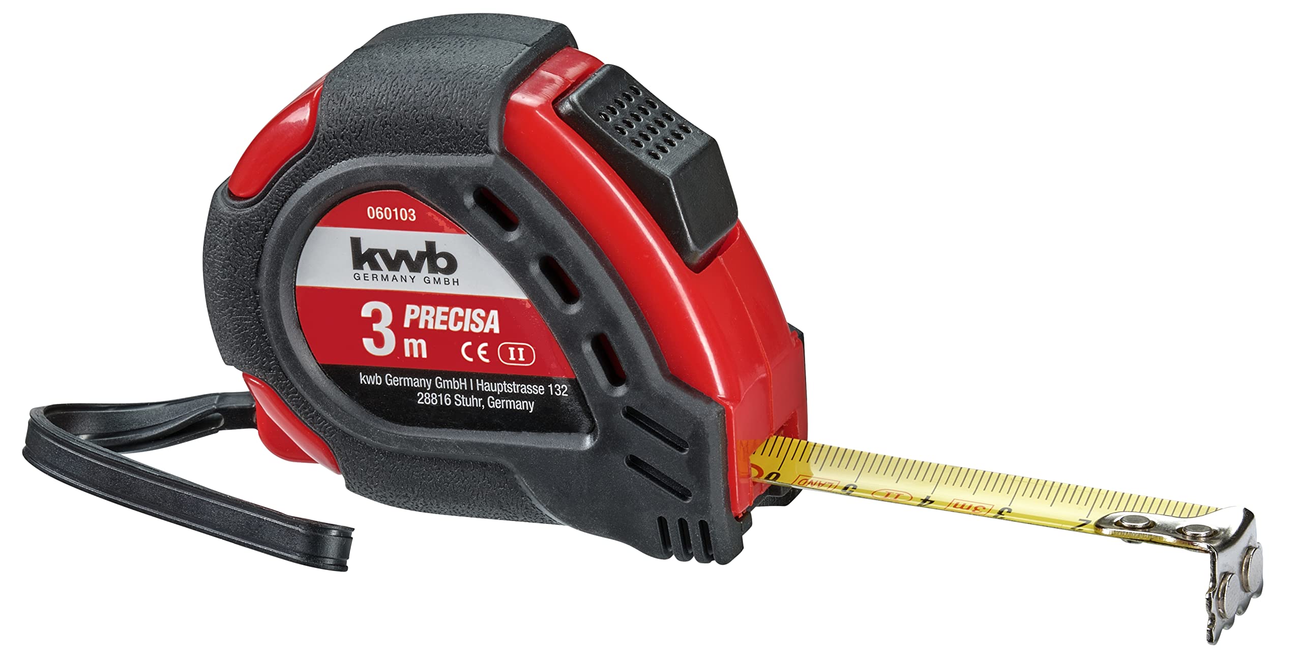 kwb PRECISA Steel Tape Measure, 3m, with Hand Loop, Belt Attachment, Magnet Hook, Measuring Tape for Woodworking, Metalwork, and Drywall