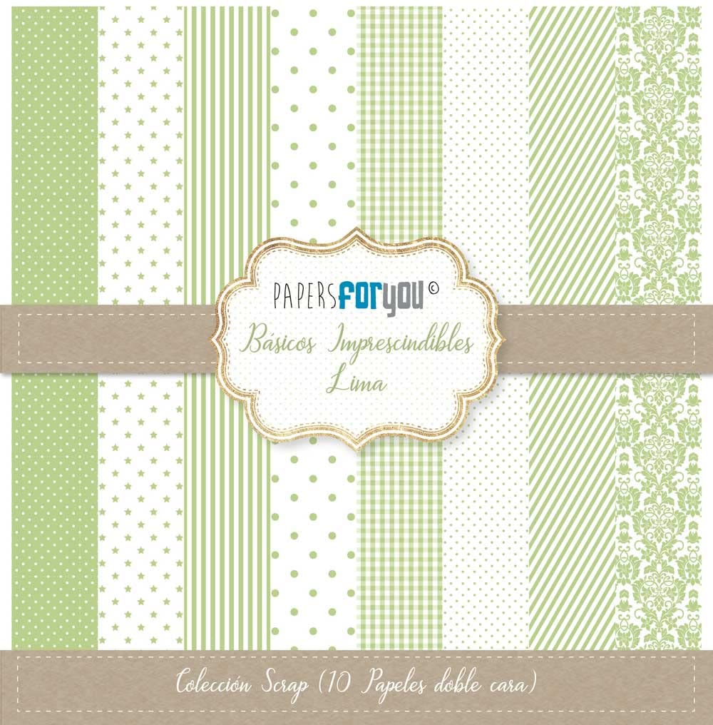 Papers for You - Scrapbooking Paper Kit Basic Essentials Lima Collection | Includes 10 Double Sided Papers with Different Designs | Size 30,48 x 30,48 cm (12" x 12")