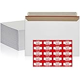 100 Pack 6.5x4.5 inches Rigid Mailers Self Seal Photo Document Cardboard Mailers, Stay Flat White Cardboard Shipping Envelopes, Photography Mailer for CD, Photos, Document