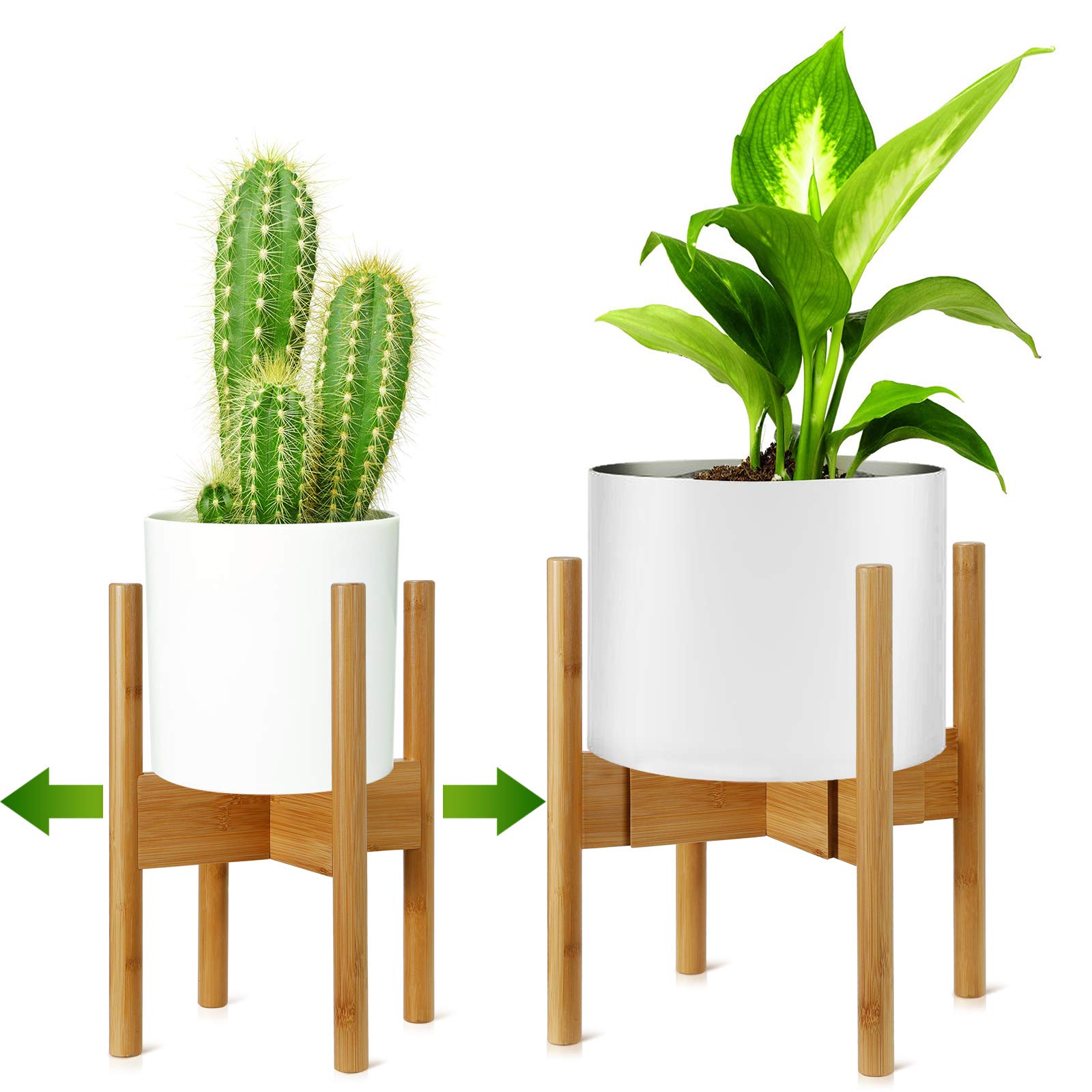 JIIKOOAI Plant Stand, Mid-Century Modern Flower Pot Stand, Wood Flower Pot Holder, Adjustable Bamboo Holder for Indoor Pots, Indoor Plant Holder, Fits Pot Size of 20 - 30 CM (Plant Pot NOT Included)