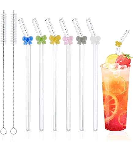 Lot De 4 Pailles En Verre Réutilisables De Noël - Avec Motifs Festifs Et Brosse De Nettoyage | Pour Café, Smoothie, Cocktail | Cadeau Déco De Fête - 7