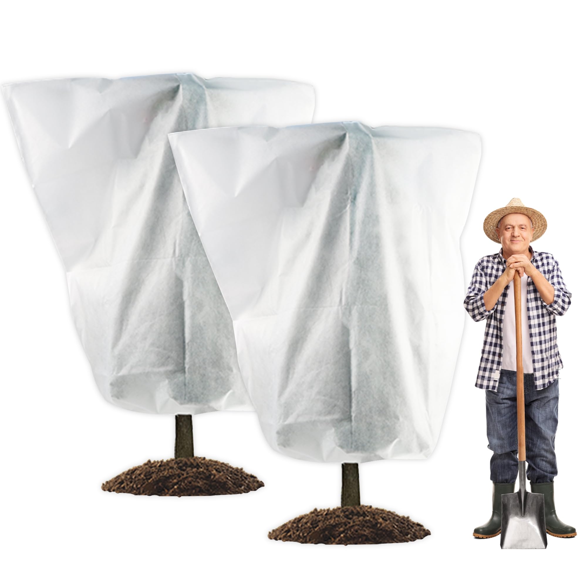 Photo 1 of **DIRTY** Meekear 2 Packs Plant Cover, 7 Ft x 6 Ft Frost Winter Protection Tree Wrap Bag, Cold Weather Protection Cloth Cover Outdoor for Growing Season Extension and Freezing Protection