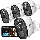 4PC 2.4G/5GHz WiFi Security Cameras Wireless Outdoor,2K Battery Home Security Camera with AI Detection,Siren, Surveillance Indoor Home Camera, Color Night Vision,2-Way Talk,IP65, Cloud/SD, Works Alexa