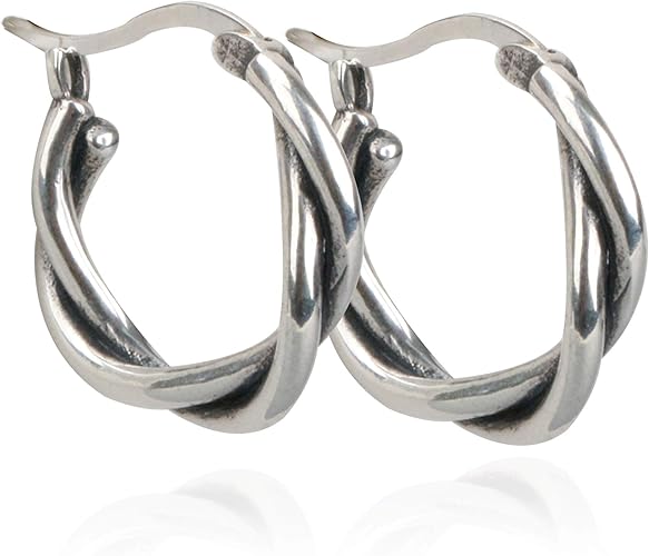 Amazon Silverkyasya 両耳用 シルバー925 シンプル フープピアス 925 ねじり 編み込み ピアス フープ レディース メンズ ピアス シルバーアクササリー シルバーピアス ピアス 通販