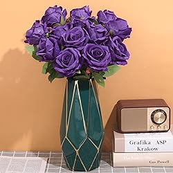 Cloudecor 15Pcs Artificial Roses Velet Real Touch