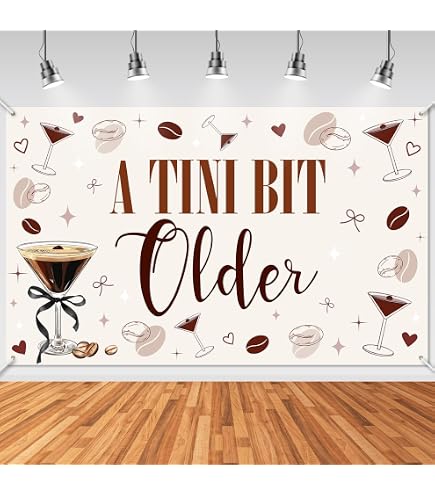 Espresso Martini Party Banner – „A Tini Bit Older“ Geburtstagsdekoration, Rosa, Für Bachelorette & Feiern