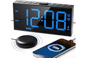 Loud Alarm Clock for Heavy Sleepers Vibrating Alarm Clock with 10000RPM Bed Shaker, 7.5" LED Display, Weekday/Weekend Mode, 5
