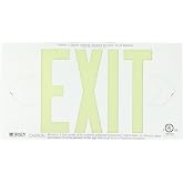 Brady 80755B Bradyglo 8" Height, 15" Width, B-355 Photoluminescent, White Color High Performance Photoluminescent Exit Sign