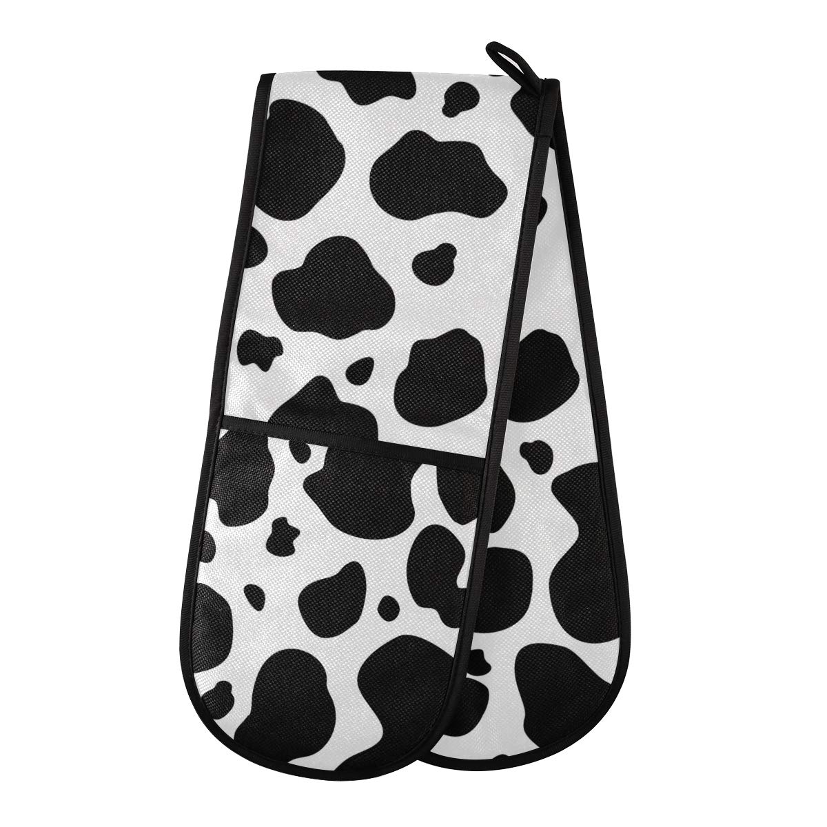 ZZXXB Milk Cow Print Double Oven Mitt Heat Resistant Non-Slip Kitchen Gloves Extra Long 7" x 35" for Cooking Baking Barbecue Grilling — image 1