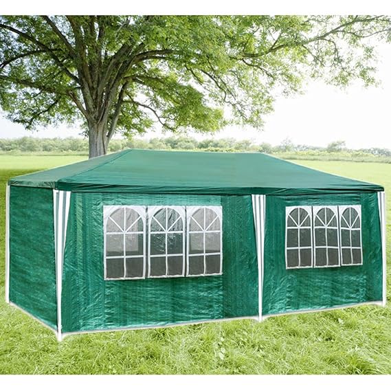 HENGDA® 3 X 6 m XXL Hochwertiges Festzelt PE-Pavillon stabil wasserdicht Partyzelt Gartenzelt inkl. 6 abnehmbaren Seiten, grü