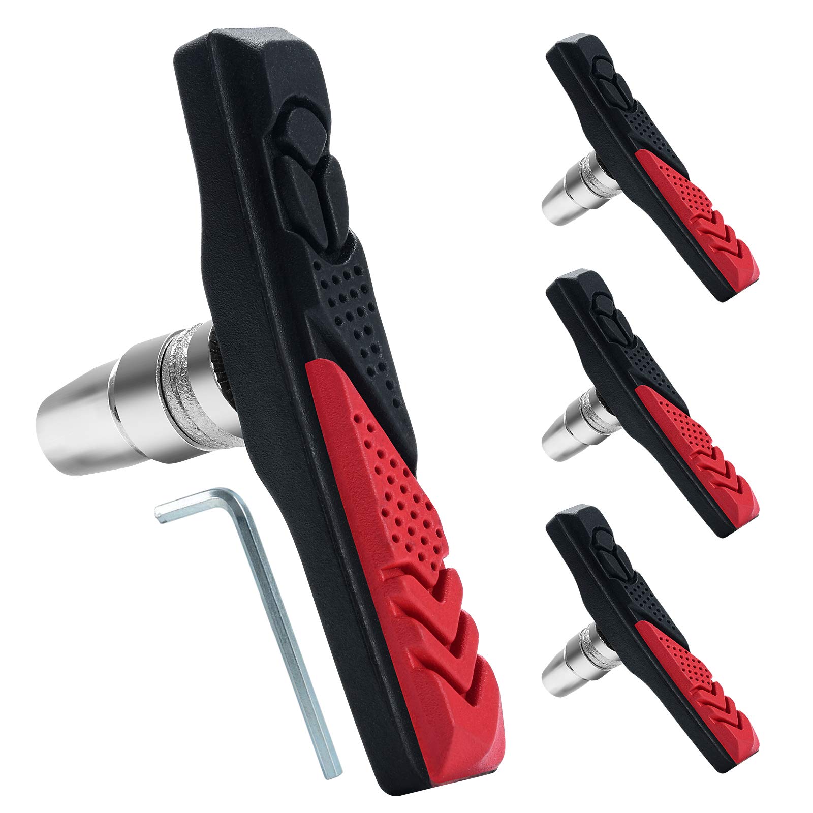 RUJOI 2 Pairs Bike Brake Pads Set,72mm V Brake Shoes with Hex Nuts and Washers, Brakes V-Brake Replacement Set for Cruiser MTB Mountain Bicycle