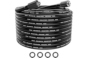 POHIR Pressure Washer Hose 50FT, Kink Resistant Power Washer Replacement Hose 1/4 Inch with M22 14MM Swivel, Lightweight Pressure Washer Extension Hose 4000 PSI