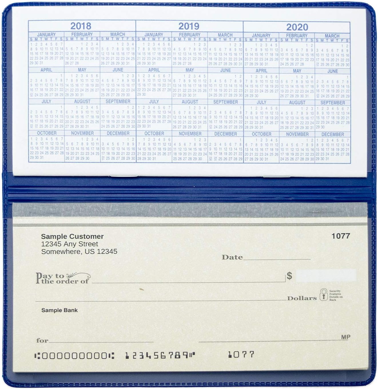 Royal Blue Vinyl Checkbook Cover, Top Tear Personal Vinyl Checkbook Cover