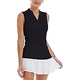 LastFor1 Women's Golf Sleeveless Polo Shirts UPF 50+ V Neck Athletic Tank Tops Outdoor Sports Quick Dry Moisture Wicking