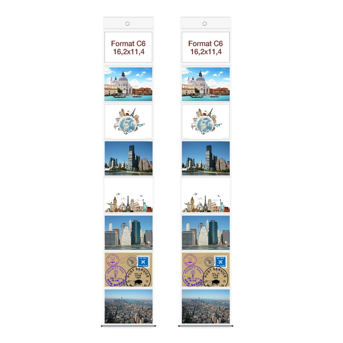 trendfinding 2 Photo Holders with 8 Pockets in Landscape - Pockets in C6 Postcard Format, 11.4 x 16.2 cm