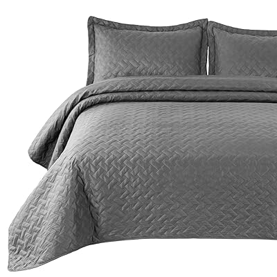 Bedsure Grey Quilt Set, Twin Size for Cozy Bedroom Decor
