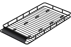 HongTaok 85" x 45" x 6" Universal Roof Rack, Extra Wide Rust-Proof Roof Cargo Basket for SUV, Heavy Duty Steel Rooftop Cargo Carrier, Car Top Luggage Holder 150LBS Capasity, Easy Assembly, Black